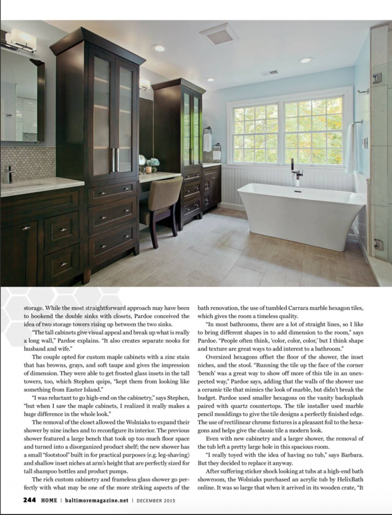 Bathroom remodel in Baltimore magazine